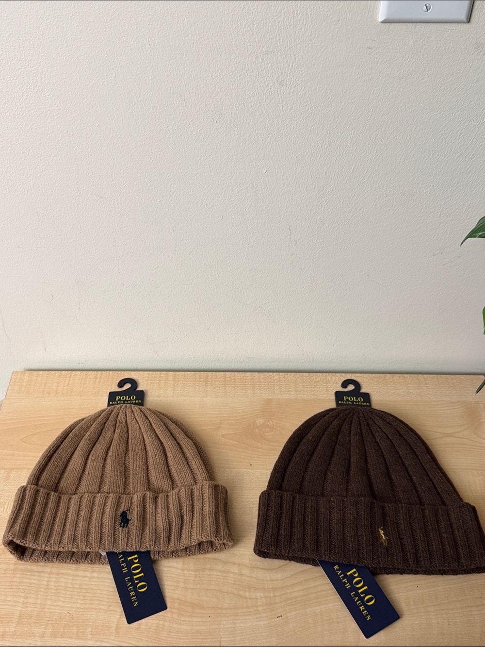 Polo Signature Pony Wool-Blend TWO Cuff Knit Beanies - Unisex - Bundle